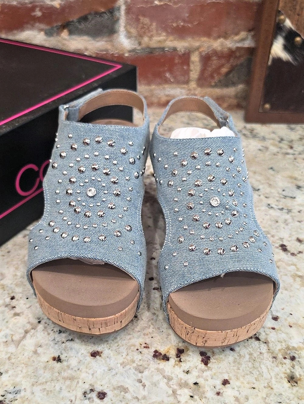 Corkys Dollie Doe Studded Platform Sandals in Blue US 8 - 1665